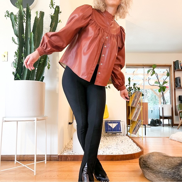 Levi's Tops - SOLD ON DEPOP 🌻 Levi’s Vegan Leather Darby Blouse